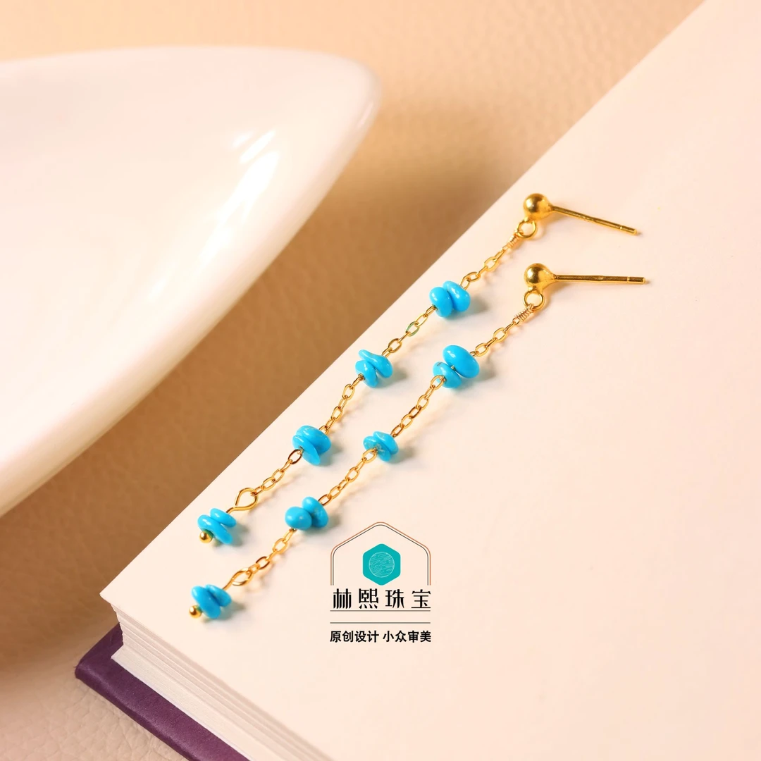 S925银随型绿松石耳环