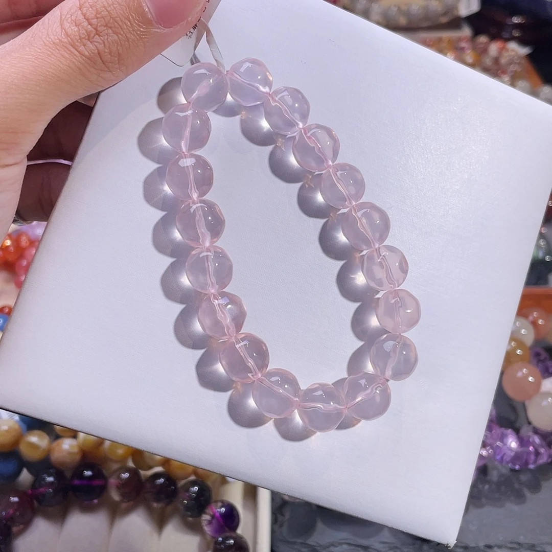 水晶未镶嵌手链粉晶菠萝珠11.5
