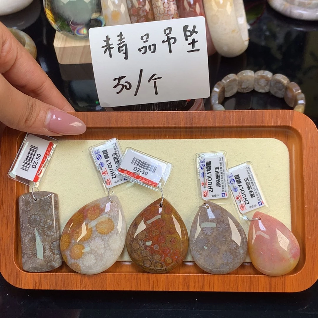 【闪购商品】颈饰未镶嵌硅化珊瑚（珊瑚玉）19号50/个 可挑