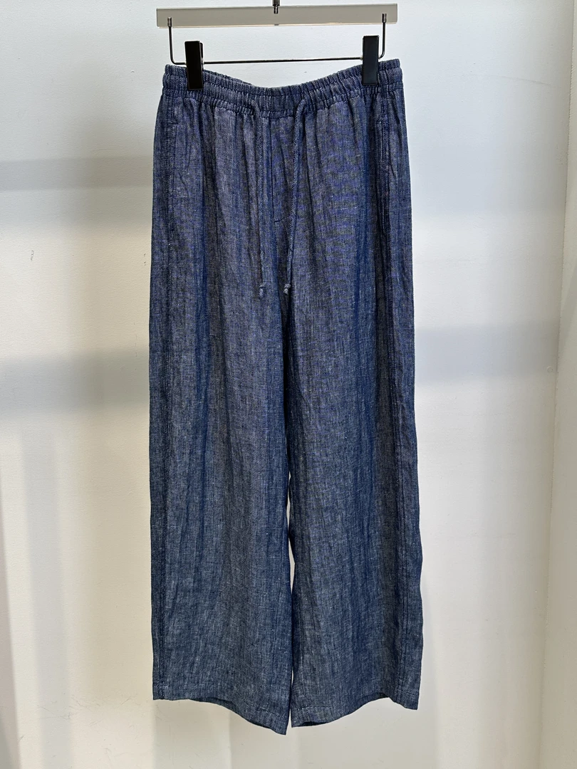 100亚麻 拉劳风 清冷侘寂 弯刀进口亚麻裤191-CKYM