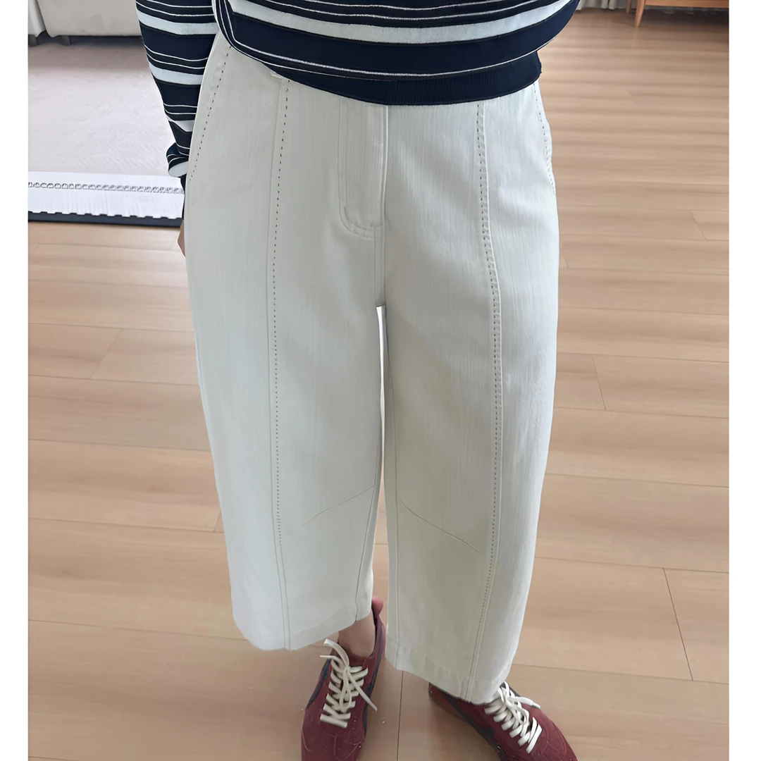 【余欢欢】秋季休闲显瘦拼接亮闪闪九分牛仔裤-YHK50323