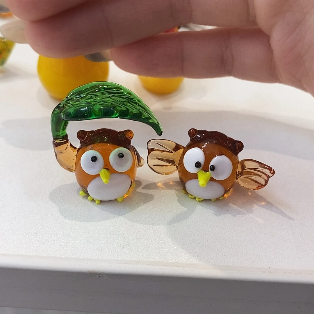 手工艺品琉璃猫头鹰2个