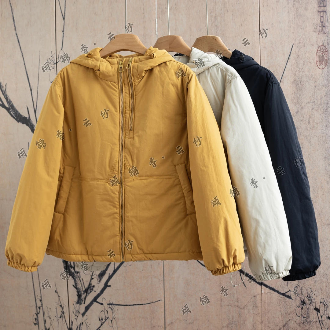 【顺】双拉链连帽纯色棉服外套K795