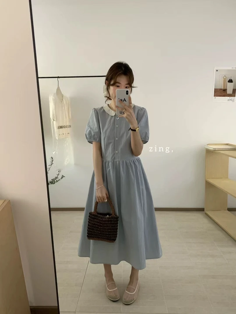(现)2025夏款极简风宽松连衣裙女装连衣裙时尚休闲百搭