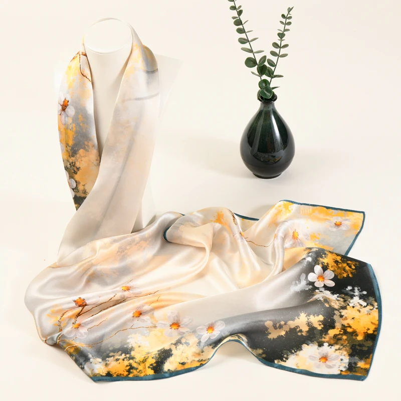 长款真丝丝巾桑蚕丝春季时尚外搭披肩配裙子旅游防晒杭州丝绸围巾