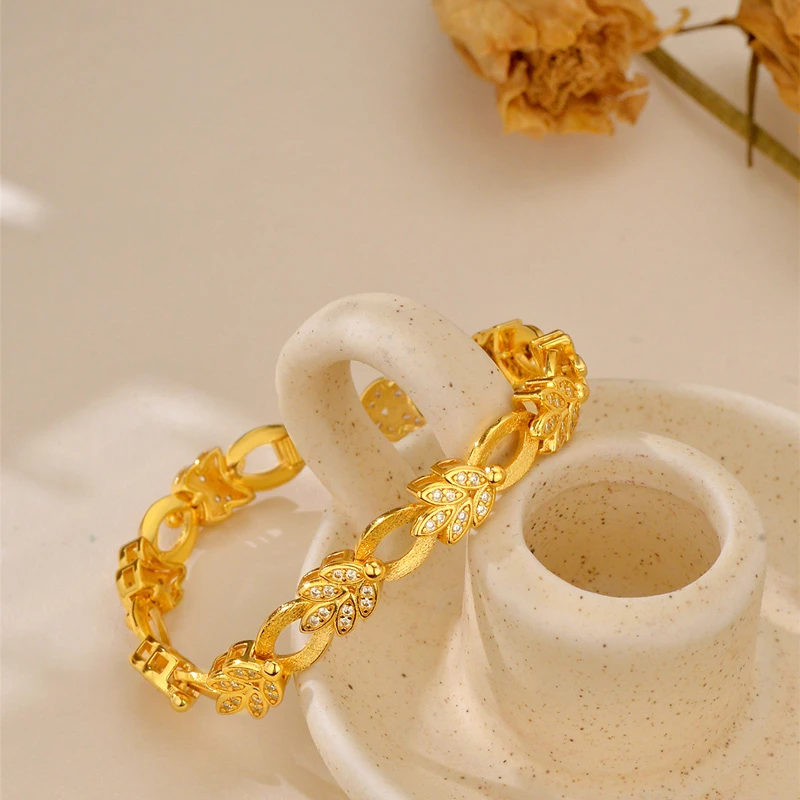 铜合金手链 蛇年爆款新中式麦穗镶钻手链个性小众高级设计礼物