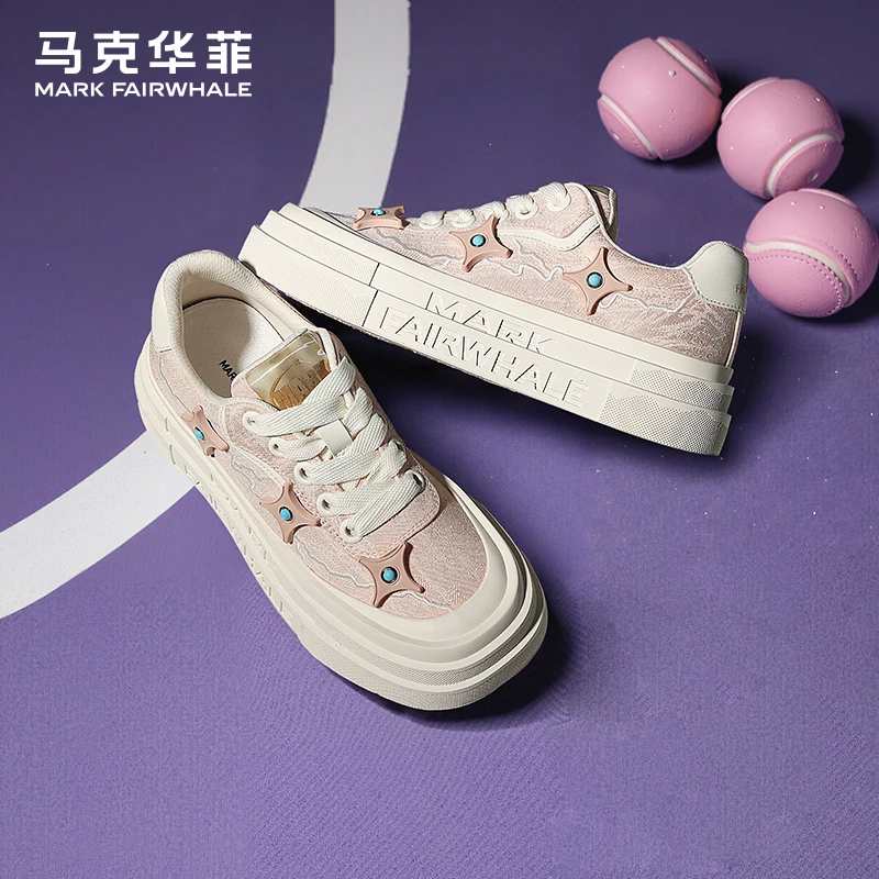 马克华菲厚底板鞋女2025夏季新款时尚透气增高运动休闲鞋女运动鞋