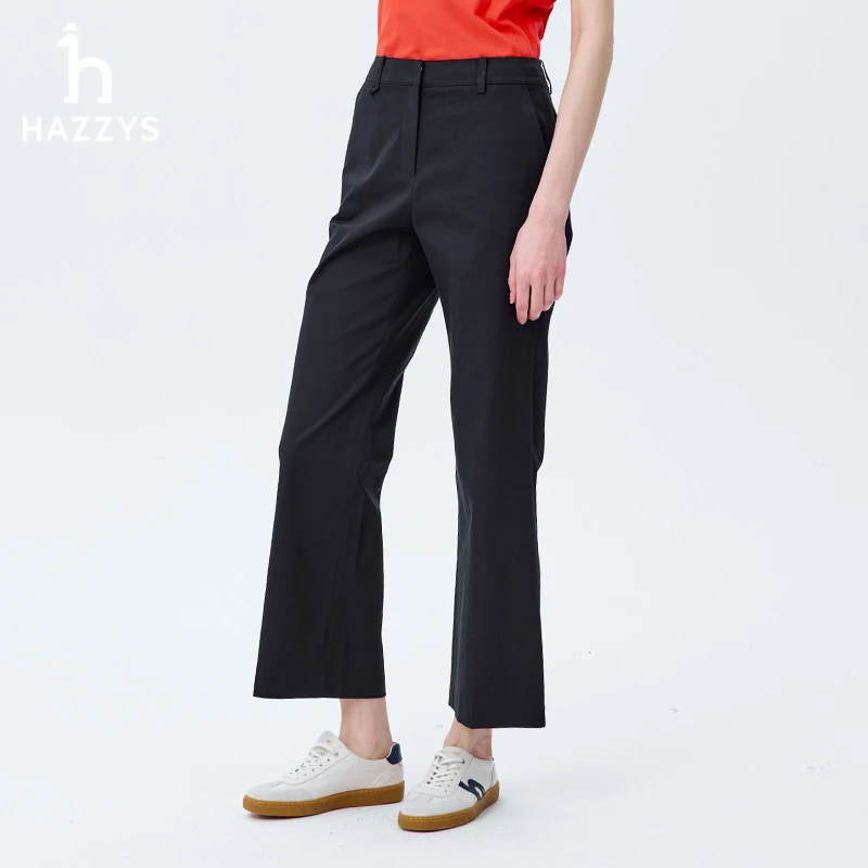 Hazzys哈吉斯春夏季女士休闲裤宽松阔腿裤时尚长裤