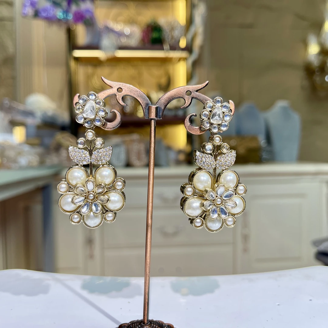 铜合金玻璃耳饰 【35150】印巴印度异域耳环手工镶嵌气质轻奢重工