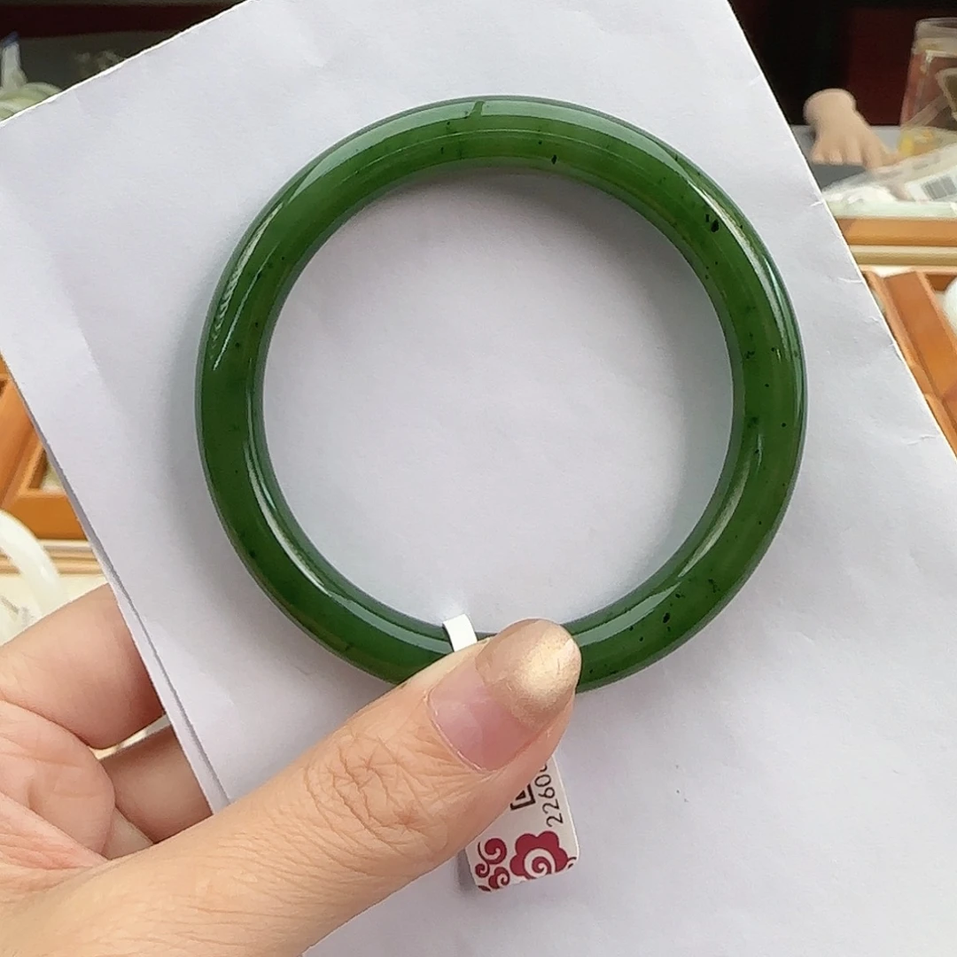 和田玉未镶嵌手镯俄 碧玉阳绿 圆条58-59-60大捡漏