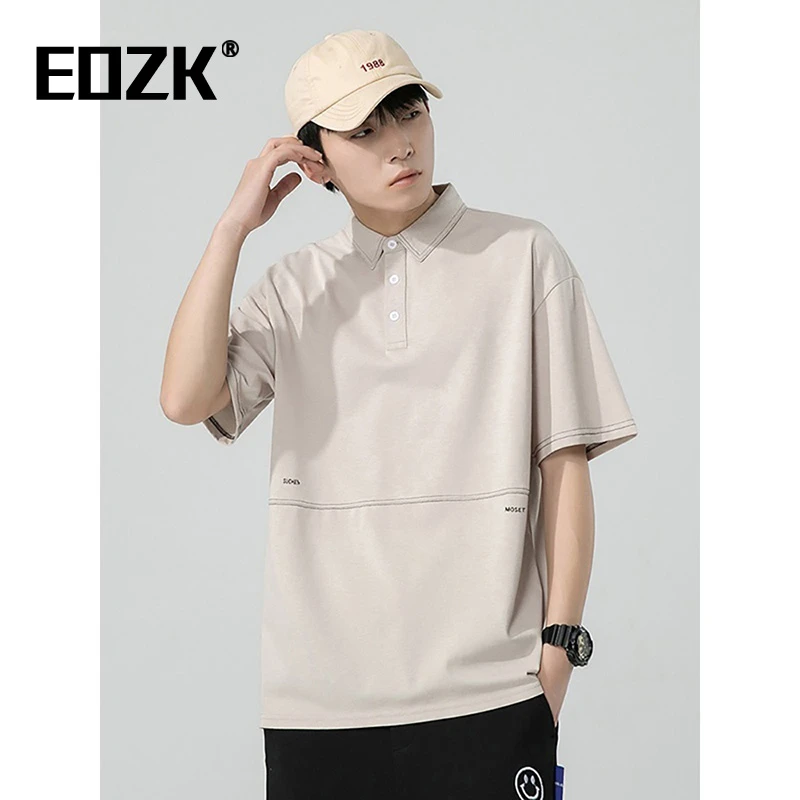 Eozk短袖polo衫男士潮流简约休闲上衣2025年夏季新薄款翻领t恤男