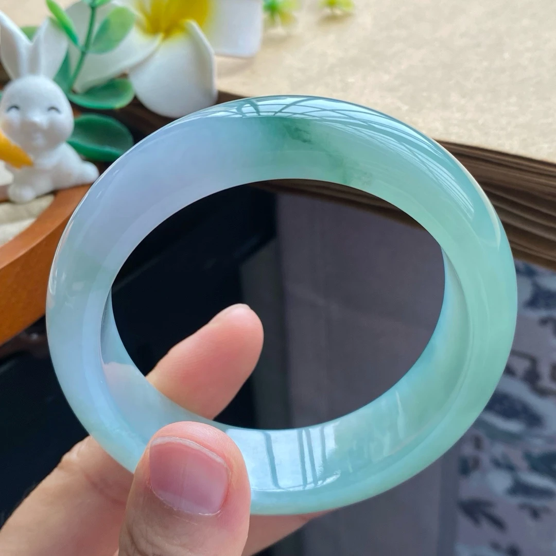 101期冰晴绿飘花镯12540号58.4-18.1-9.5 超级无敌厚装！翡翠手镯