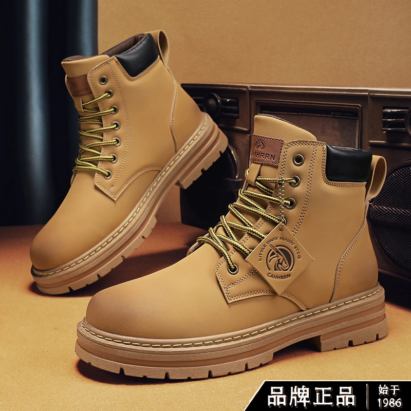 东方骆驼情侣款马丁靴冬季新款高帮工装大黄靴厚底户外运动休闲鞋