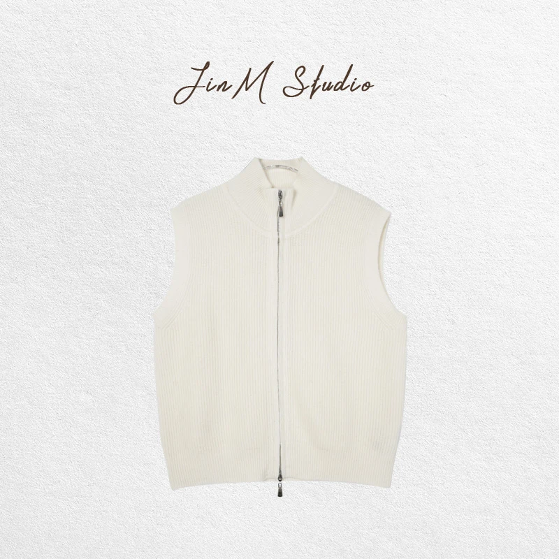 Jinmstudio丨【休闲暖意】无袖羊毛拉链门襟针织开衫602501A5508
