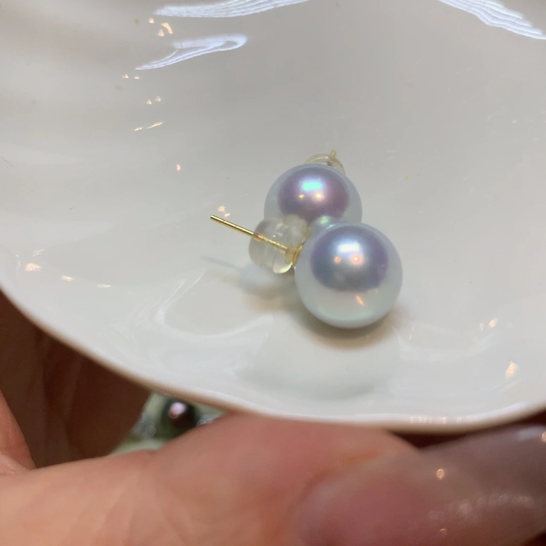 淡水珍珠耳饰18K金镶嵌