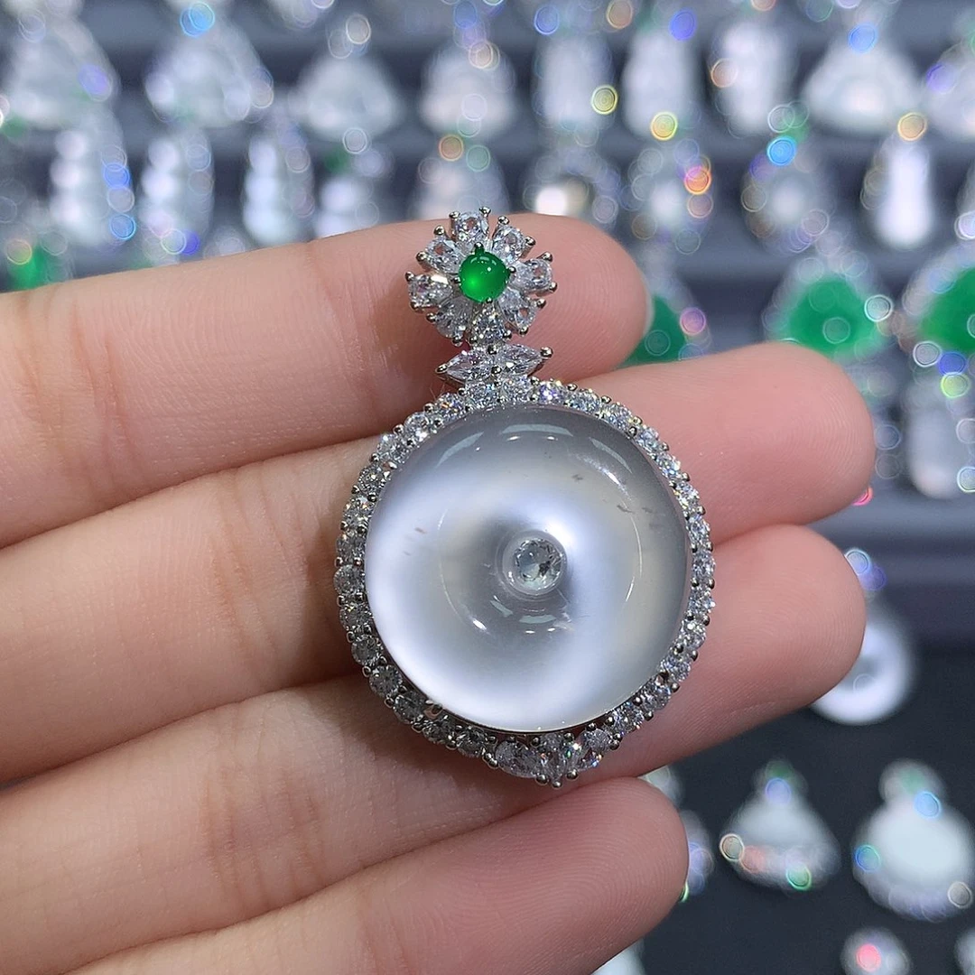 吊坠(不含链)银S925镶嵌石英质玉