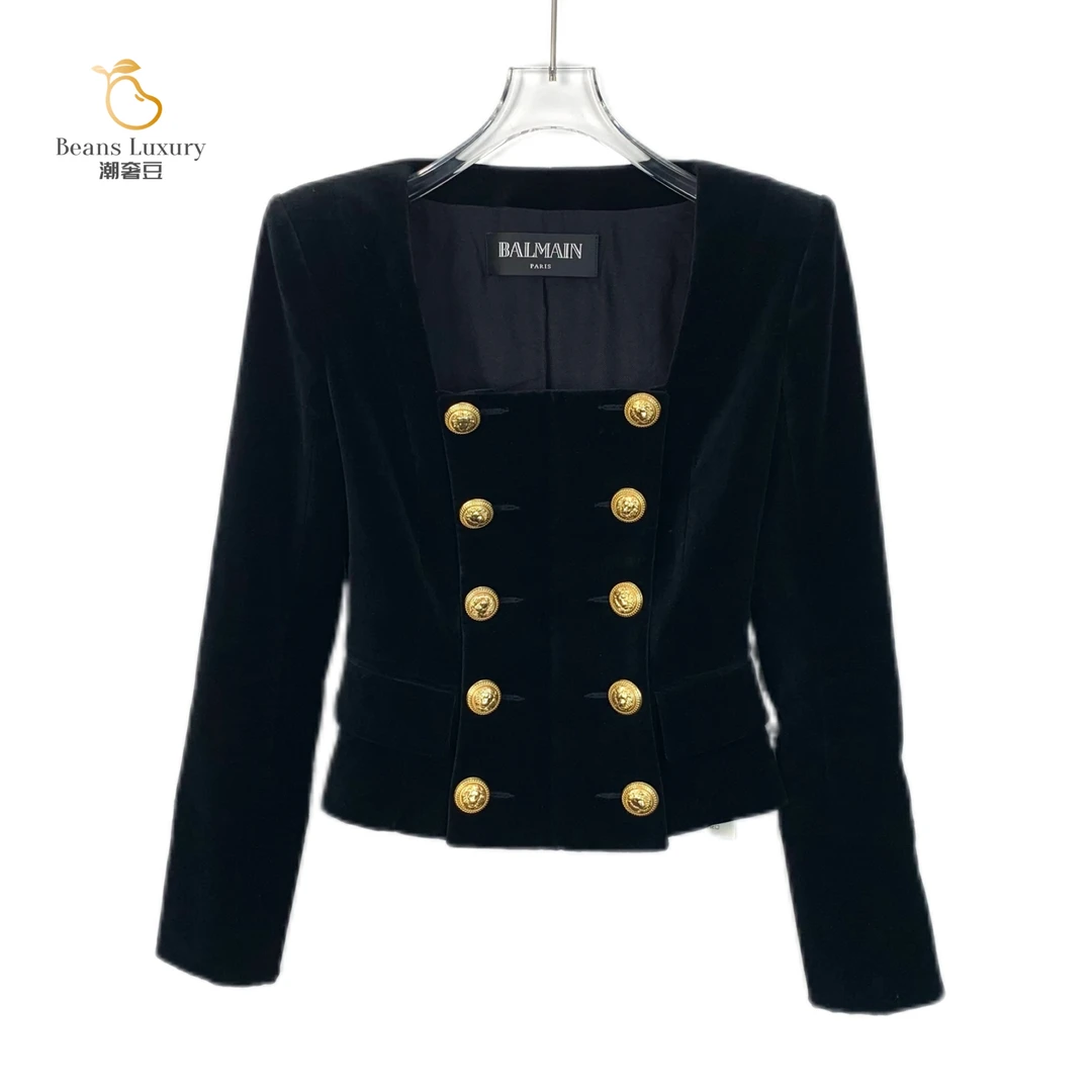 99新 BALMAIN/巴尔曼 潮奢豆 严选/黑色棉质小香风外套/H13286
