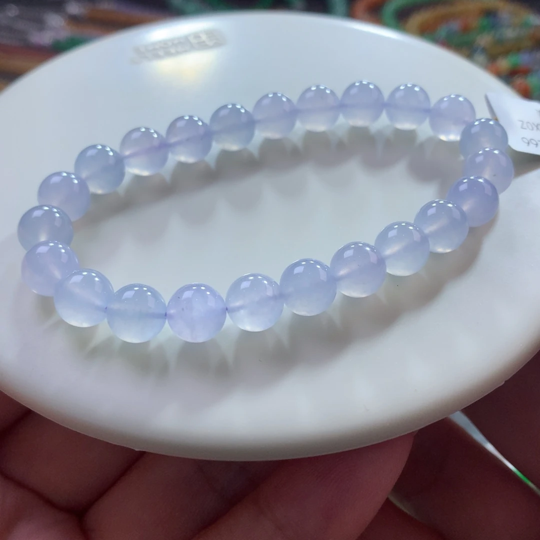 未镶嵌手链翡翠翡翠高冰梦幻淡蓝紫卡8+