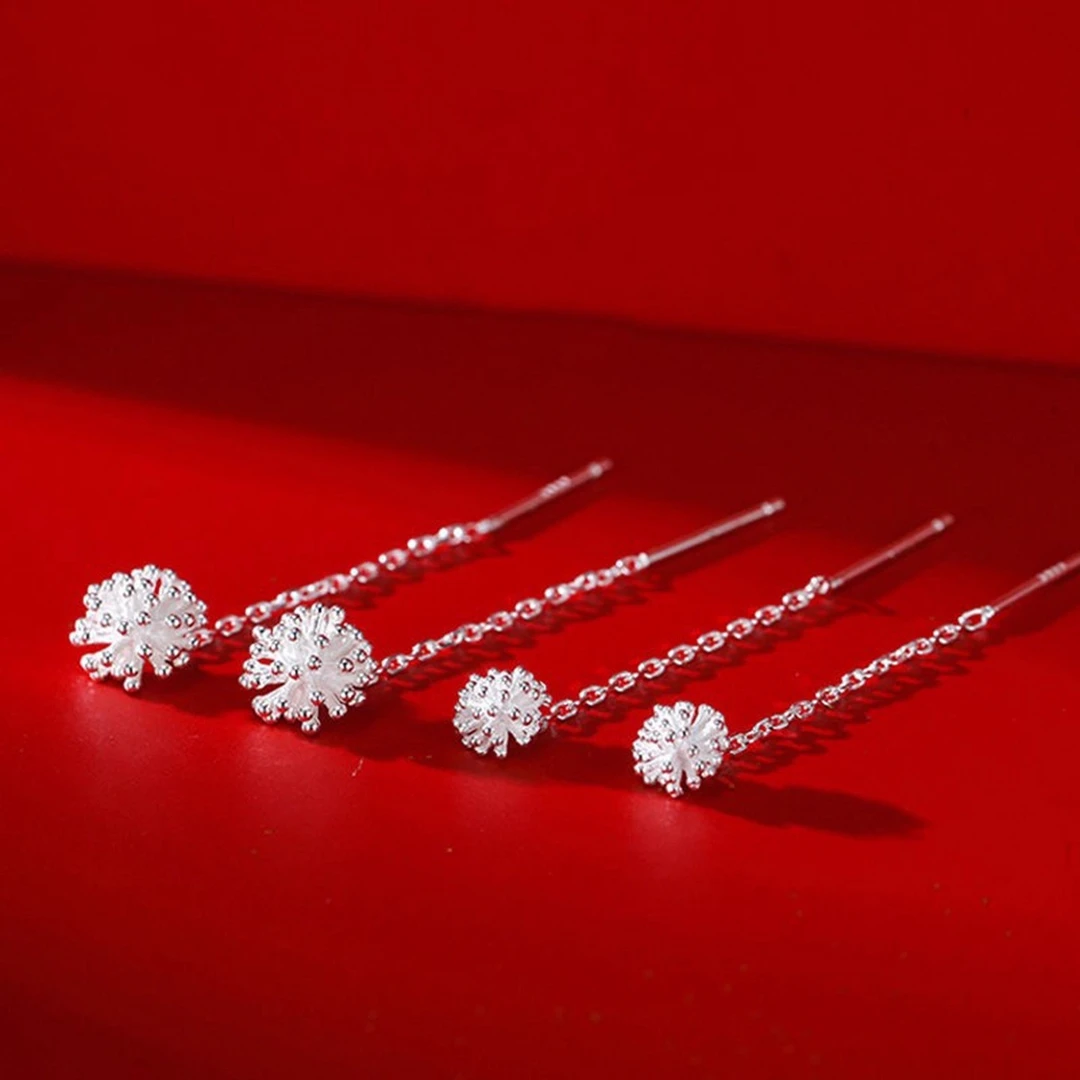 925银耳饰 蒲公英耳线简约小众设计时尚花朵耳钉新款潮养耳洞耳饰