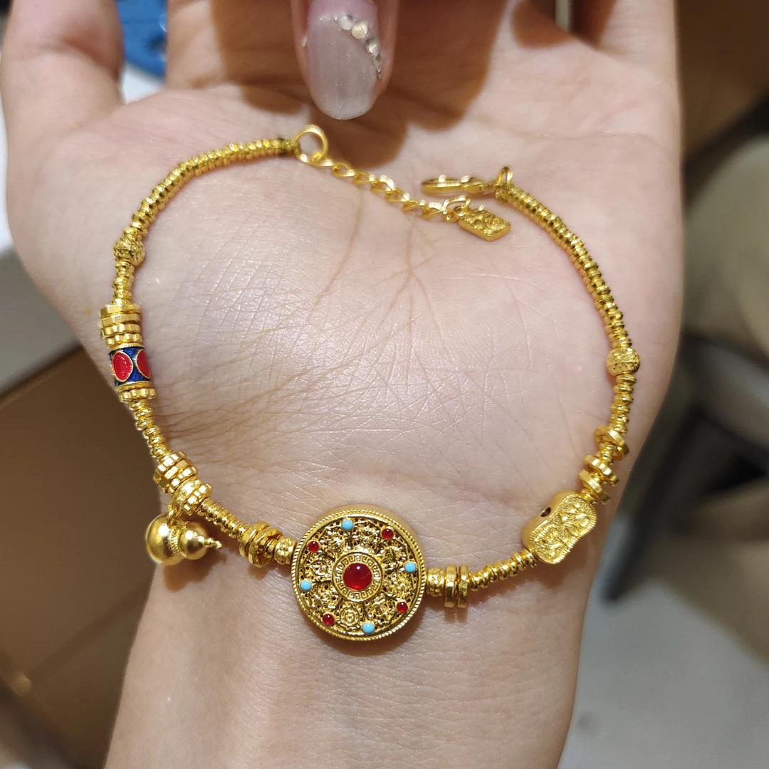 4-SL【秀秀专享】足金999 珐琅多宝罗盘手链