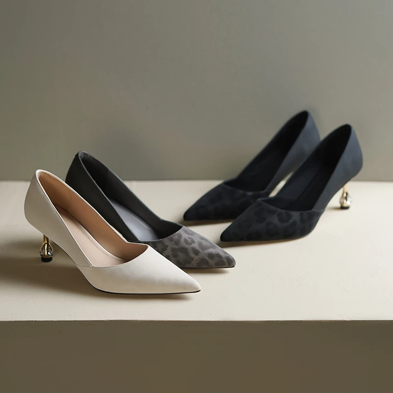 （跟高6cm）2025一脚蹬职业真皮旗袍时尚新款浅口单鞋x6039