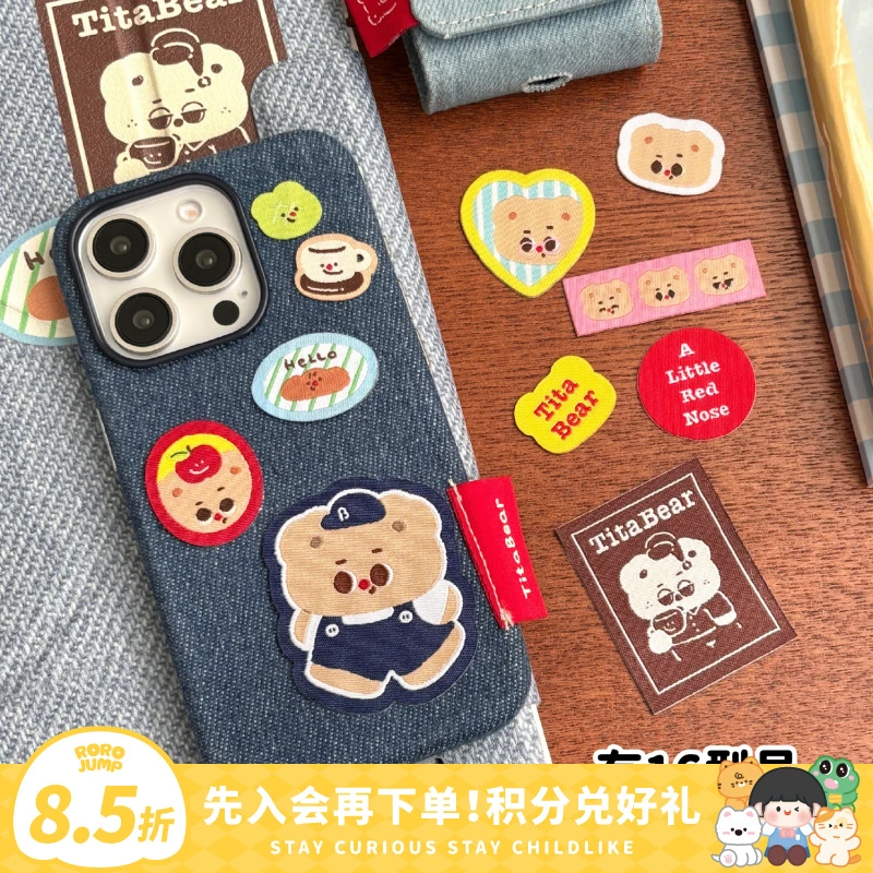 Titabear牛仔贴贴原创设计手机壳适用iPhone16苹果15Promax保护套