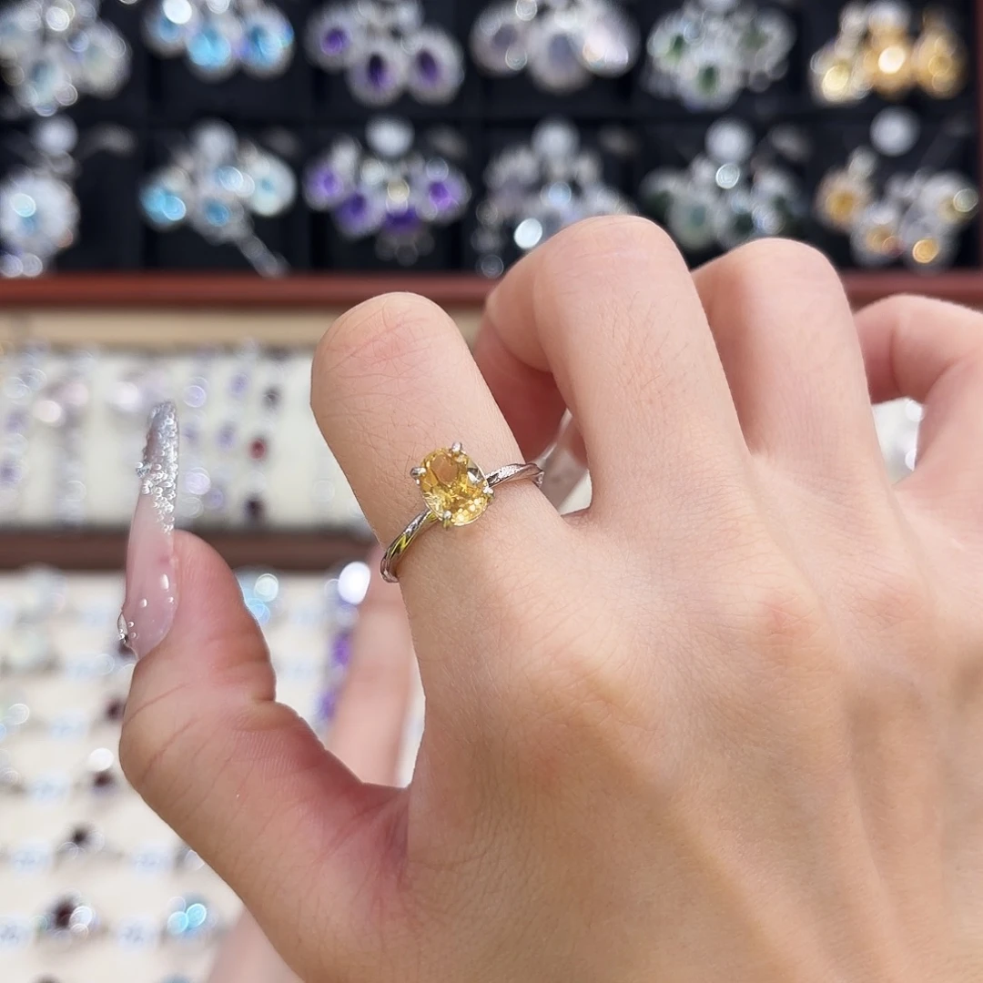 银S925镶嵌黄晶戒圈