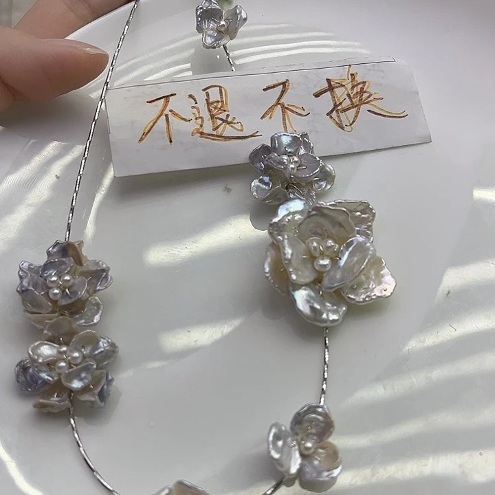 b***力颈饰银S925镶嵌淡水珍珠