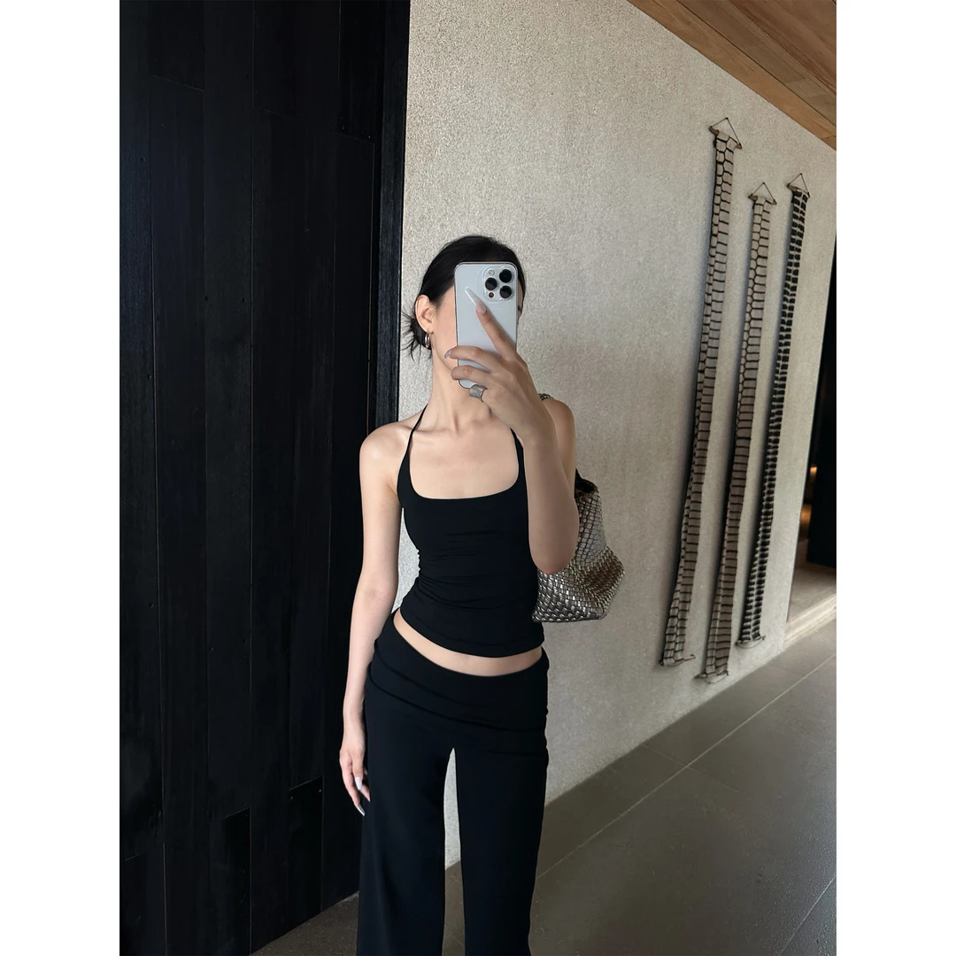 5werkwen wan能百搭 修身显瘦挂脖露背吊带
