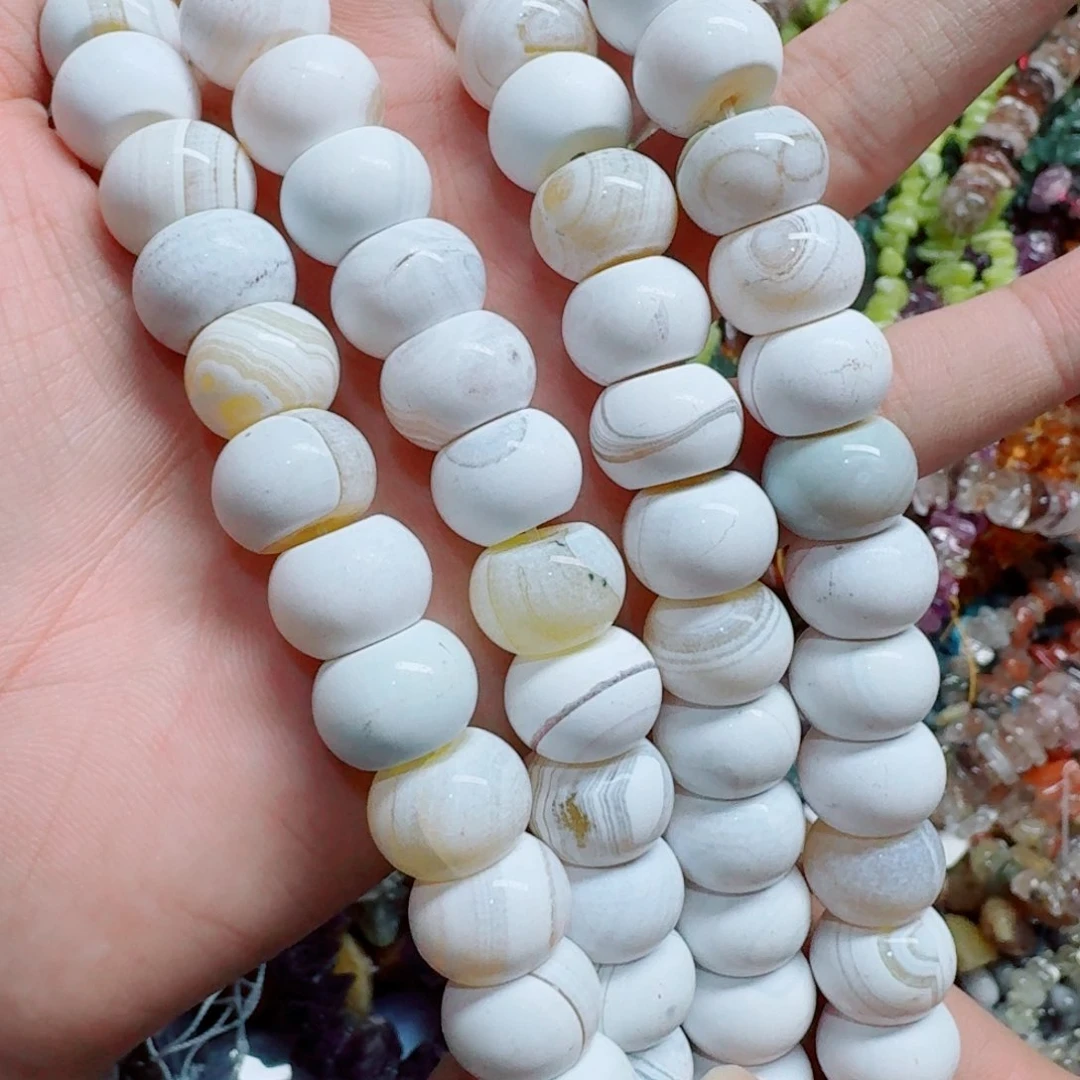 玛瑙/玉髓合金珠宝半成品12奶皮玛瑙算盘一条