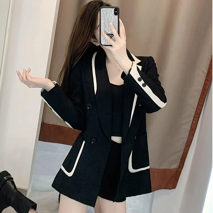 小个子黑色西装外套女春秋季新款气质修身高级感炸街小西服上衣潮