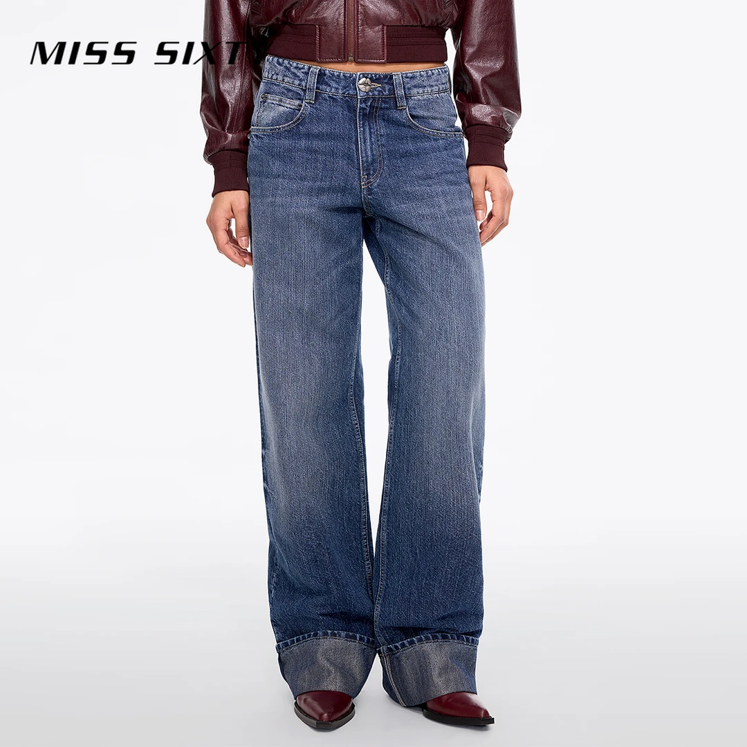 【商场同款新品】Miss Sixty2025春季牛仔裤女低腰翻边直筒裤