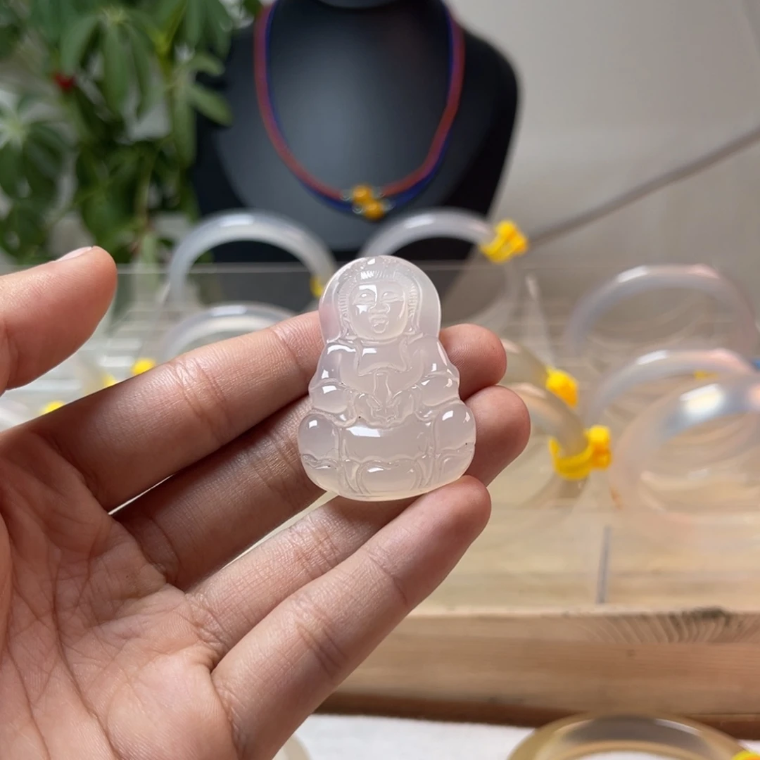 石英质玉银S925镶嵌耳钉