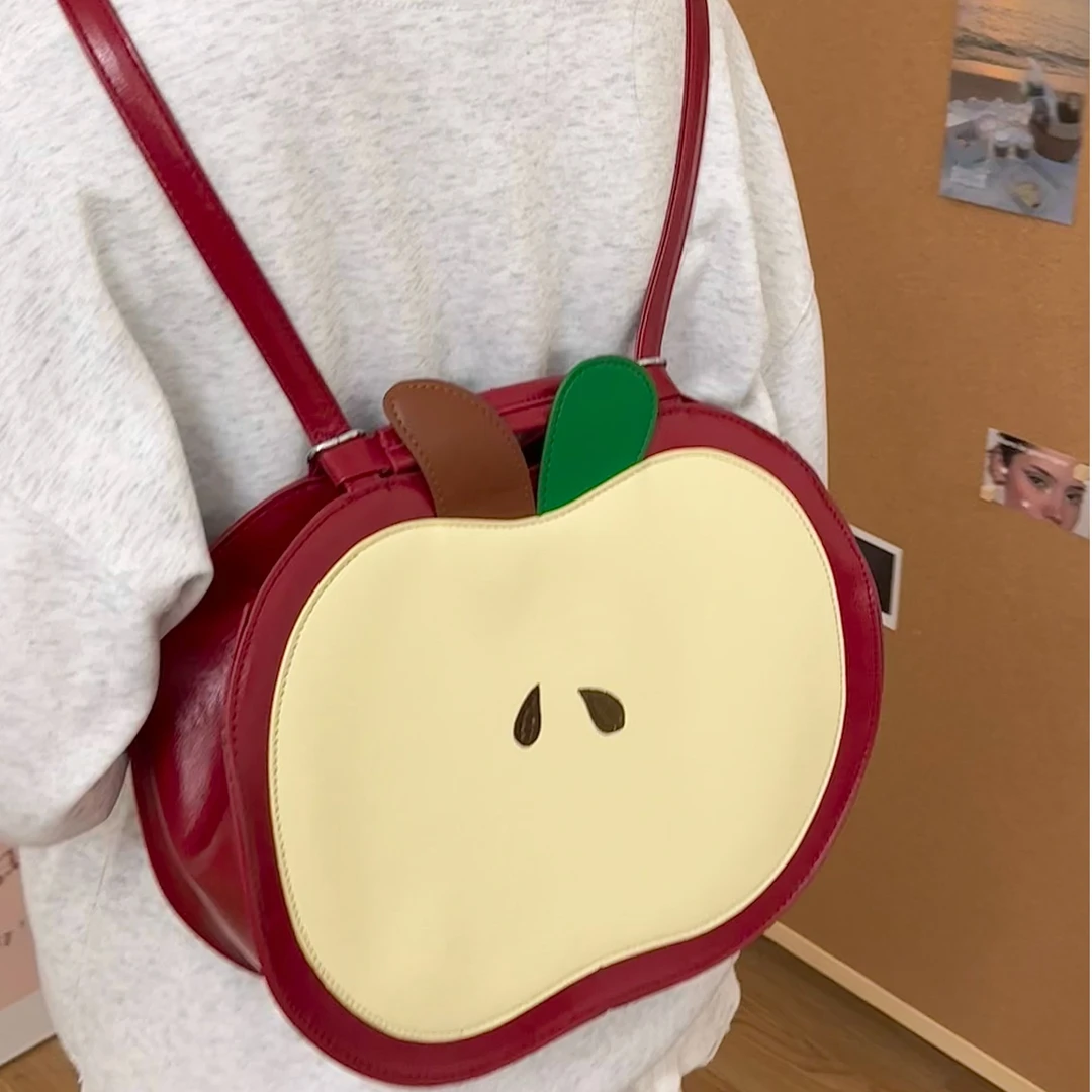 大苹果搞怪时尚百搭潮流简约高级感小众个性单肩斜挎双肩包包