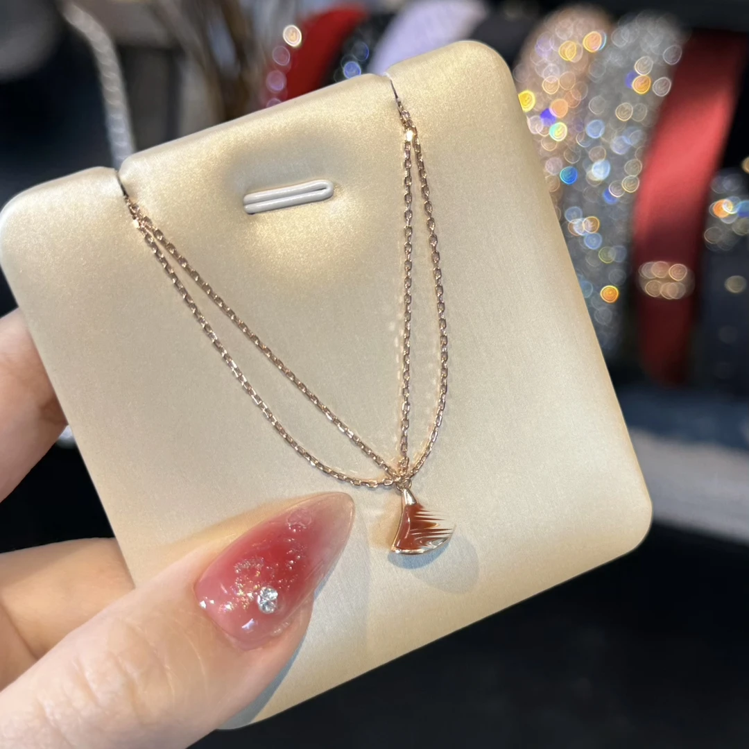 925银亚克力手链 杨杨babytime设计感精美时尚双层新年红扇子手链