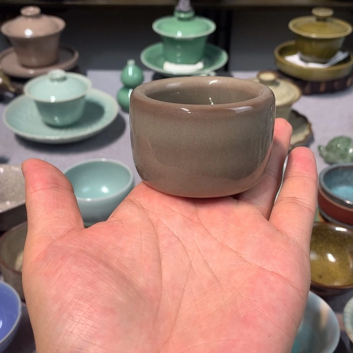 龙泉青瓷手工哥窑扳指铁胎