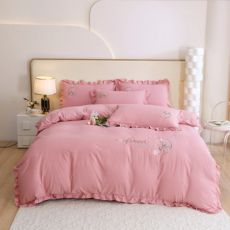 BOQIMENG/帛绮梦夏季新款高端重工刺绣小竺棉四件套--镜花水月