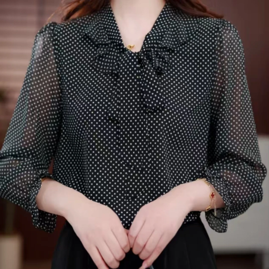 2025新款V领高端小衫套头衬衫时髦长袖上衣打底女