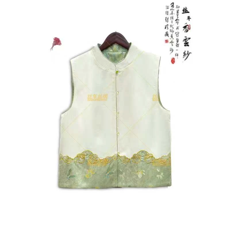 丝年.雾野山茶｜新中式国风时尚百搭暗纹提花高端上衣马甲-5176