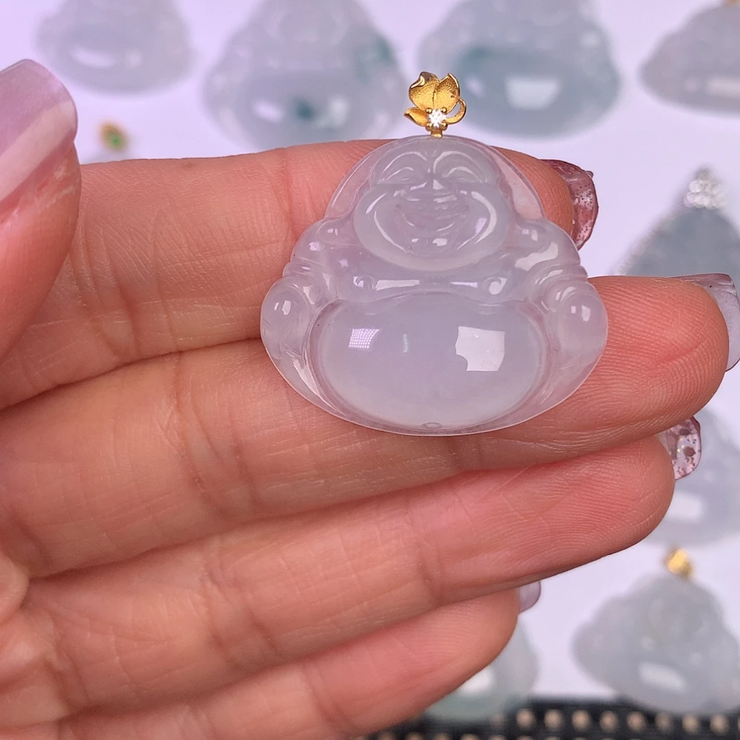 翡翠18K金镶嵌颈饰缅甸翡翠A货