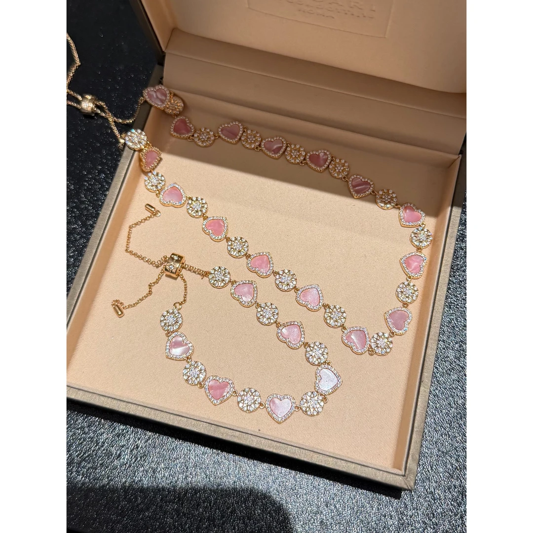 铜合金贝壳项链 B2105 新粉福利 满花豪华版 爱心项链