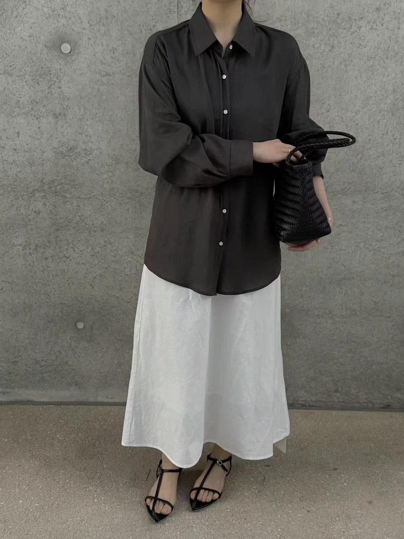 恩熙·夏季小个子气质穿搭后露背衬衫93351