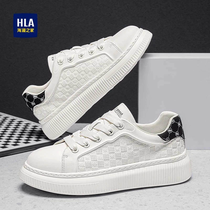 海澜之家夏季板鞋男2025新款透气厚底增高男士小白鞋潮流休闲男鞋