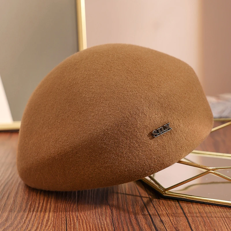 布塔羊毛贝雷女士秋冬新款羊毛呢礼帽高级感显脸小帽子PT1340