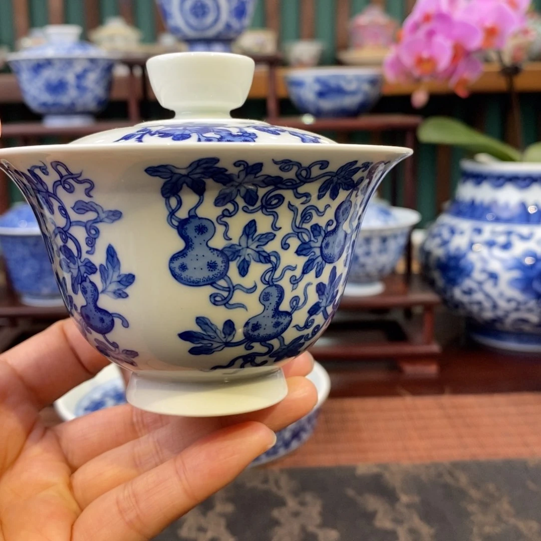 手工陶瓷柴窑葫芦盖碗