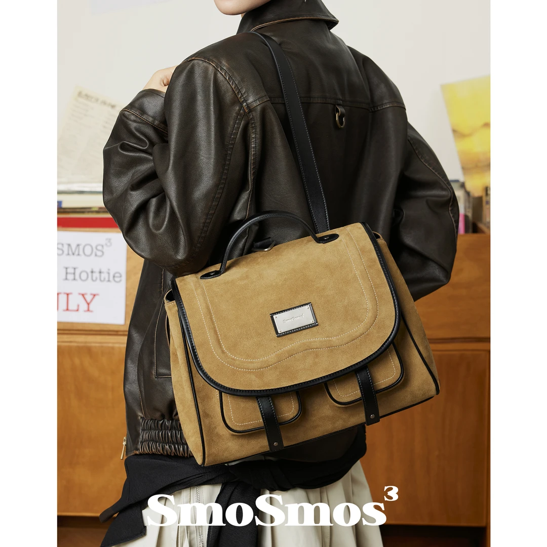 SmoSmos【千禧Boxing8.0】原创职场背包美式复古休闲双肩包通勤女