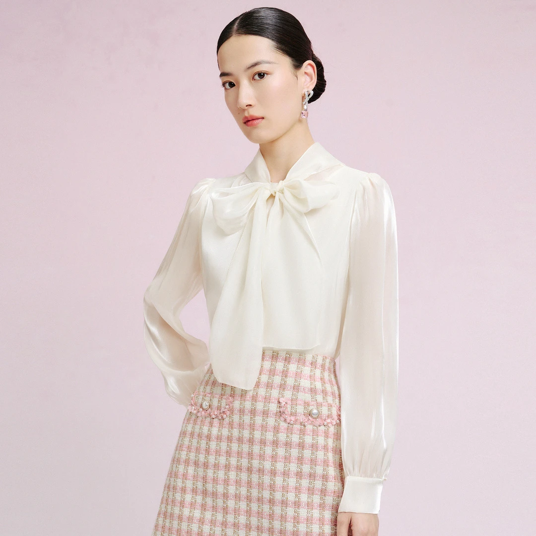 拉珂蒂光泽气质雪纺小衫上衣女RD00776C1