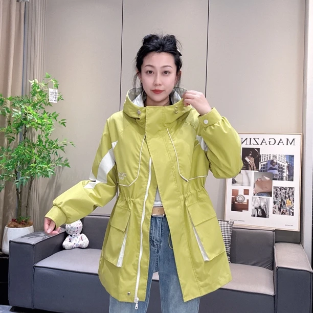 秋季新款拼色显瘦中长款风衣连帽减龄休闲百搭刺绣字母外套233