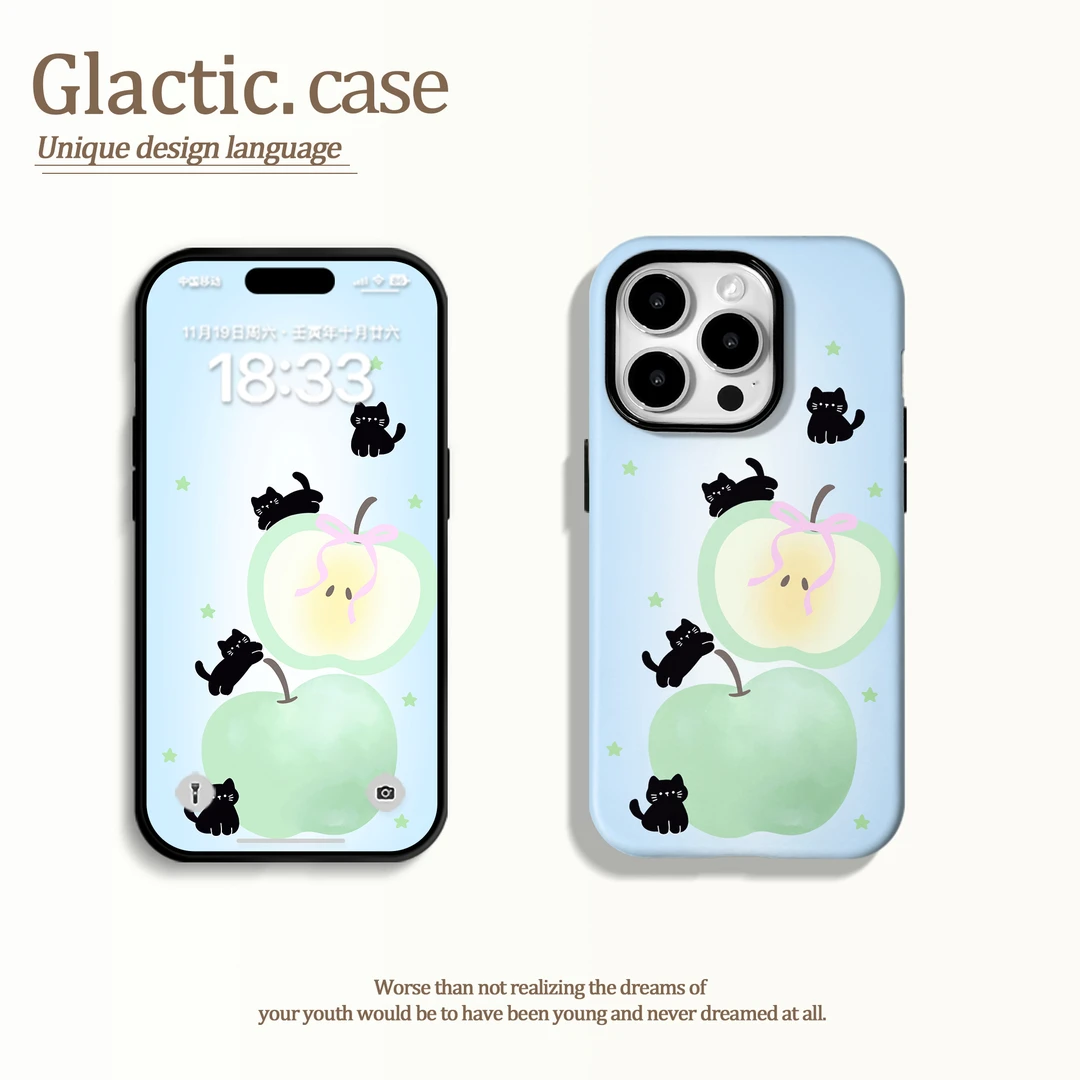 适用于苹果16华为OPPO小米VIVO简约百搭二合一菲林手机壳GA1010