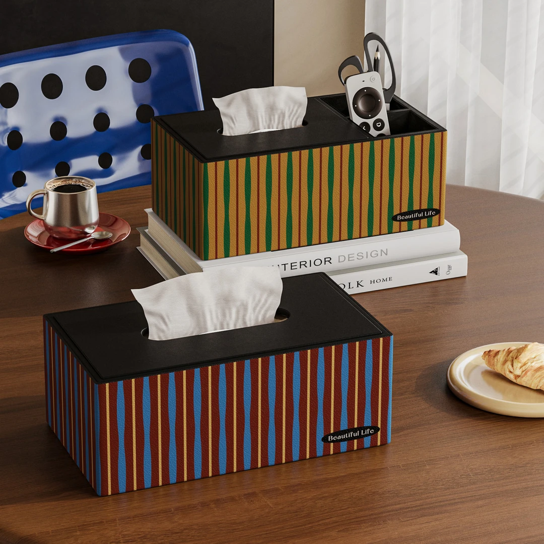 中古风家用创意高级感纸巾盒桌面遥控器收纳盒卧室客厅高档卫生纸